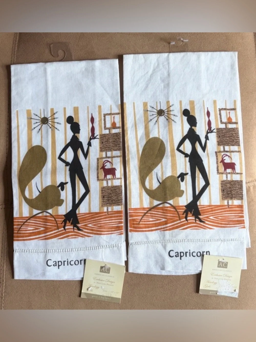 Capricorn zodiac Astrology girls Kitchen Towels Set of 2 NWT